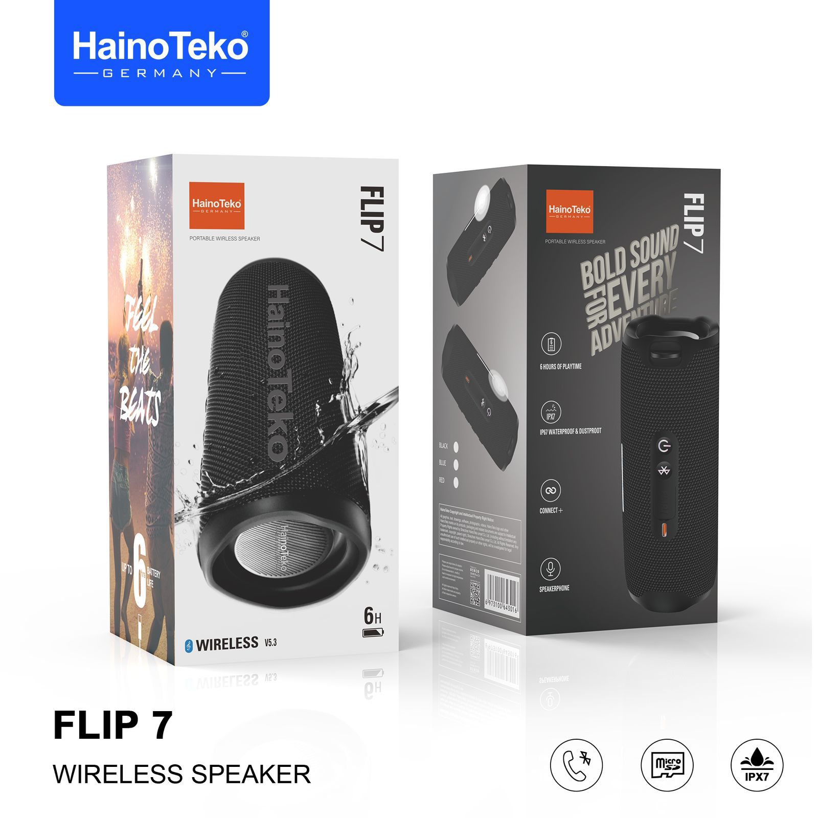اسپیکر بلوتوثی قابل حمل Haino Teko مدل FLIP 7